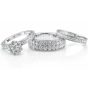 His & Hers GRA Certified 3CT VVS1 Clarity Moissanite Trio Set Wedding Ring Set