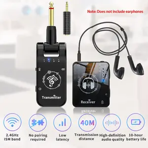 BODERI Wireless In-Ear Monitoring System 2.4GHz wireless IEM system, equipped with transmitter and clip-on receiver, automatic pairing, suitable for recording studios, guitarists, DJs, live performances, and practice