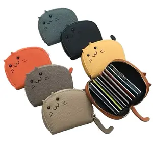 Cute Cat Wallet for Women – Cartoon Faux Leather Coin Purse with Zipper Multi-Card Holder