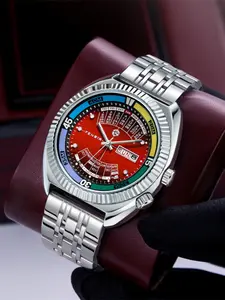 Men's Luxury Fashion Watch, Dual Calendar Waterproof Steel Band, Analog Quartz Movement, Casual Business Style, Perfect Gift