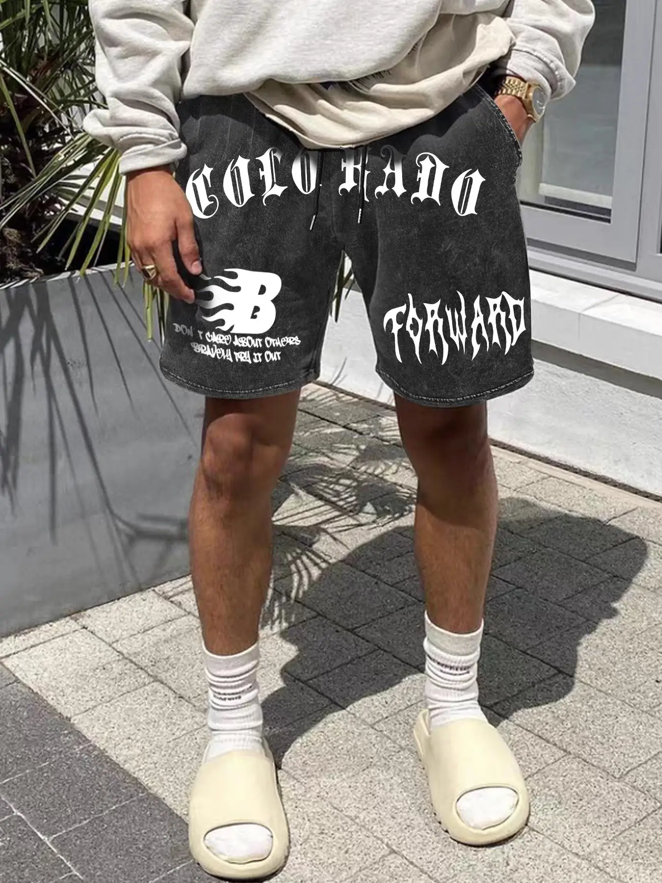 Unisex's Letter Print Drawstring Shorts, Street Fashion Casual Shorts for Daily Wear, Men's Bottoms for Summer, Athleisure Casual Stretch Shorts