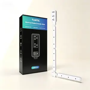 Modular Expandable Power Extender - 2 AC Outlets & 3 USB Ports, for Behind Furniture, Electrical Outlet Stick, Space Saving, Reusable Design