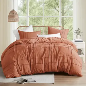 Clay Cal King Size Comforter Set - 3 Pieces Pintuck Pleated Bedding Sets, All Season Lightweight, Softness Pre-Washed Microfiber Cal King Bed Set, Shams, Cal King