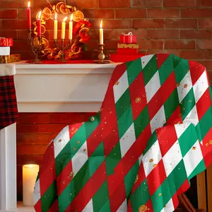 Christmas Plaid Flannel Blanket, Warm and Comfortable, Suitable for Sofa Bed Office Travel, Multifunctional All-Season Gift