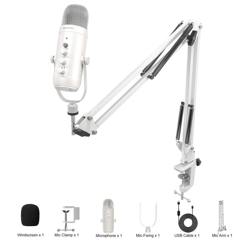 HAOMUREN USB Powered Condenser Microphone with Cantilever Stand, Plug ...