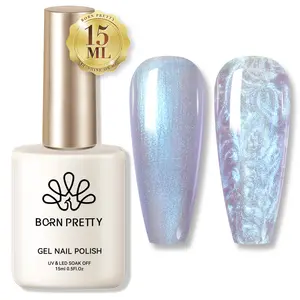 BORN PRETTY Glitter Gel Nail Polish Blue Thread Pearlescent Nail Gel 1 Bottle 15ml French Nail Art Salon Manicure Ideal Gift for Women&Girls
