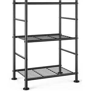 Storage Rack - Three-Layer Storage Rack, Sturdy Metal Garage Rack, with Adjustable Leveling Feet, Space-Saving Storage Rack, Suitable for Storage Rooms, Laundry Rooms, Kitchens (30 x 60 x 76 cm, Black)