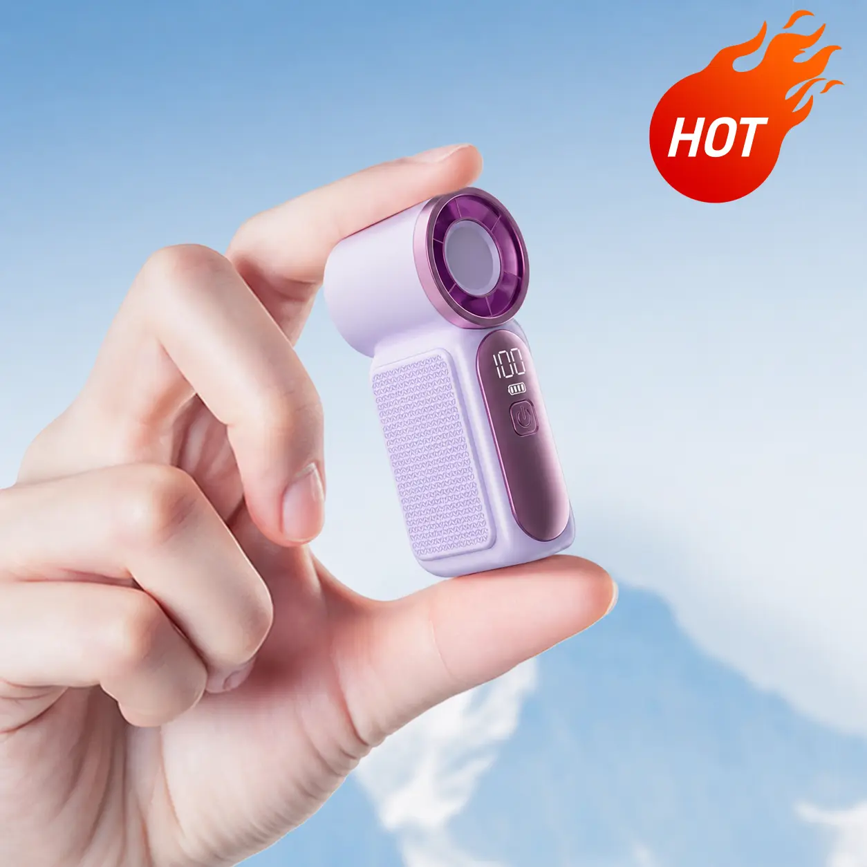(2026 Summer Essential) 3-in-1 Mini Portable Turbo Fan — Foldable and versatile (handheld/neck/desktop use), 5-speed powerful airflow, USB rechargeable; perfect for travel, office, and personal use