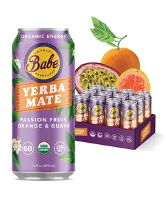 Babe Beverages Organic Yerba Mate Energy Drink Passion Fruit Orange & Guava 150mg Caffeine Sugar-Free Tropical Blend