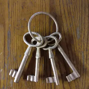 Jantiques Cast Iron 4 Key Decor Set Vintage Aged Patina 10.5x4.5 Inches for Display