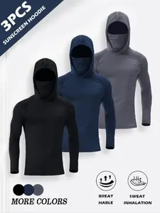 Outdoor Sports Quick-Dry Pullover Set - 3PCS Sunscreen Balaclava Breathable Hoodie Athletic Hoodies