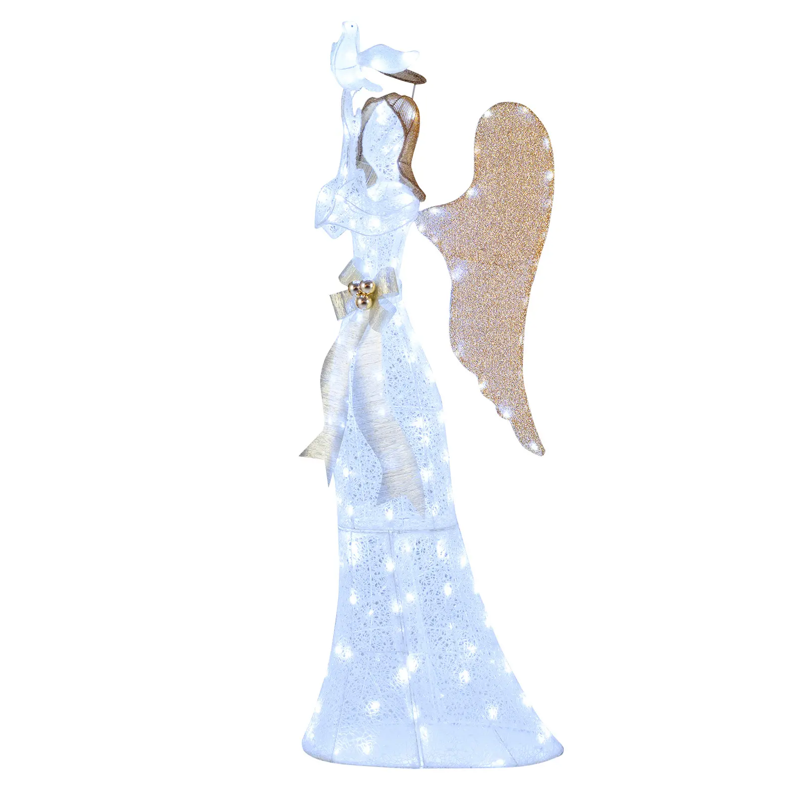 COSTWAY - 3D Lighted Angel Christmas Decoration 5.5 FT Halo Angel COSTWAY - 3D Lighted Angel Christmas Decoration 5.5 FT Halo Angel