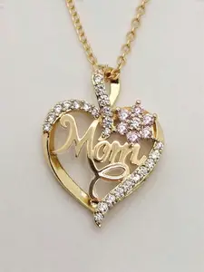 1 Pc Fashion Cubic Zirconia Pendant For Women For Mother's Day Gift Mom Jewelry Heart Shaped Necklace