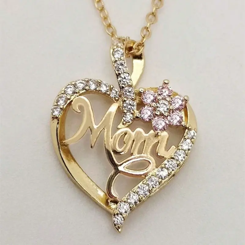 1 Piece Fashion Cubic Zirconia Heart Shaped Pendant for Women, Heart Design Necklace, Hearts Pendant Necklace, Mother's Day Jewelry Gift