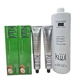 KUUL Color System Kit – 2 Permanent Hair Dyes 90ml Each & 870ml Cream Developer for Professional Results with Coconut Oil & Collagen