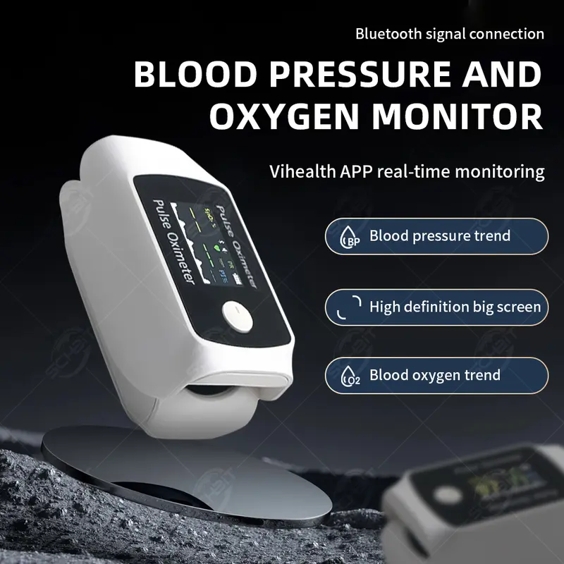 2 In 1 Dual Function Blood Oxygen and Blood Pressure Monitor, Intelligent Bluetooth Finger Pulse Oximeter+Blood Pressure Monitor, Real-time SpO ₂/PR/BP Monitoring, Sleep Tracking, High and Low Value Alarms Care Body healthcare accessories Kit