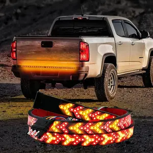60 Inch Car LED Light Bar, Dynamic Fishbone Shaped Decorative Light, Car Tailgate LED Light Bar, Decorative Light for Truck Pickup Trailer SUV RV VAN Jeep, Led Tailgate Lights