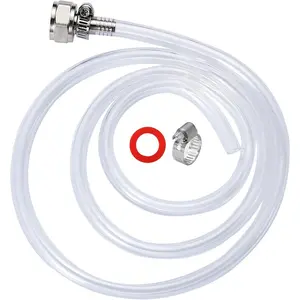 Draft Beer Line with Connectors, Part of Kegerator Kit, 5 Feet Clear Vinyl Tubing Hose 5/16"ID 7/16" with Stainless Steel Barb Fitting for Beer Tap Tower Keg Homebrewing