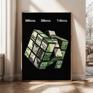 Wealth Infinity Wall Art, Money Cube Poster, Millions Billions Trillions Print, Financial Motivation Decor, Luxury Wealth Artwork, Success Mindset Wall Art