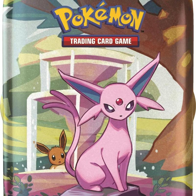 Pokemon Mini tin - Scarlet & Violet Prismatic Evolutions 2 booster packs, 1 Metallic coin, 1 Art card