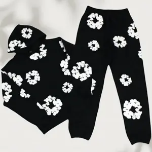 streetwear Essentials Hoodie Set| Athleisure Hoodie Duo|  Foam Print & Breathable Fabric for Outdoor Chic|