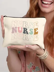 Nurse Print Cosmetic Bag, Zipper Makeup Bag, Versatile Storage Bag, Travel Makeup Bag, Wallet Pen Case, Stationery Supplies Bag, Gift for Nurse
