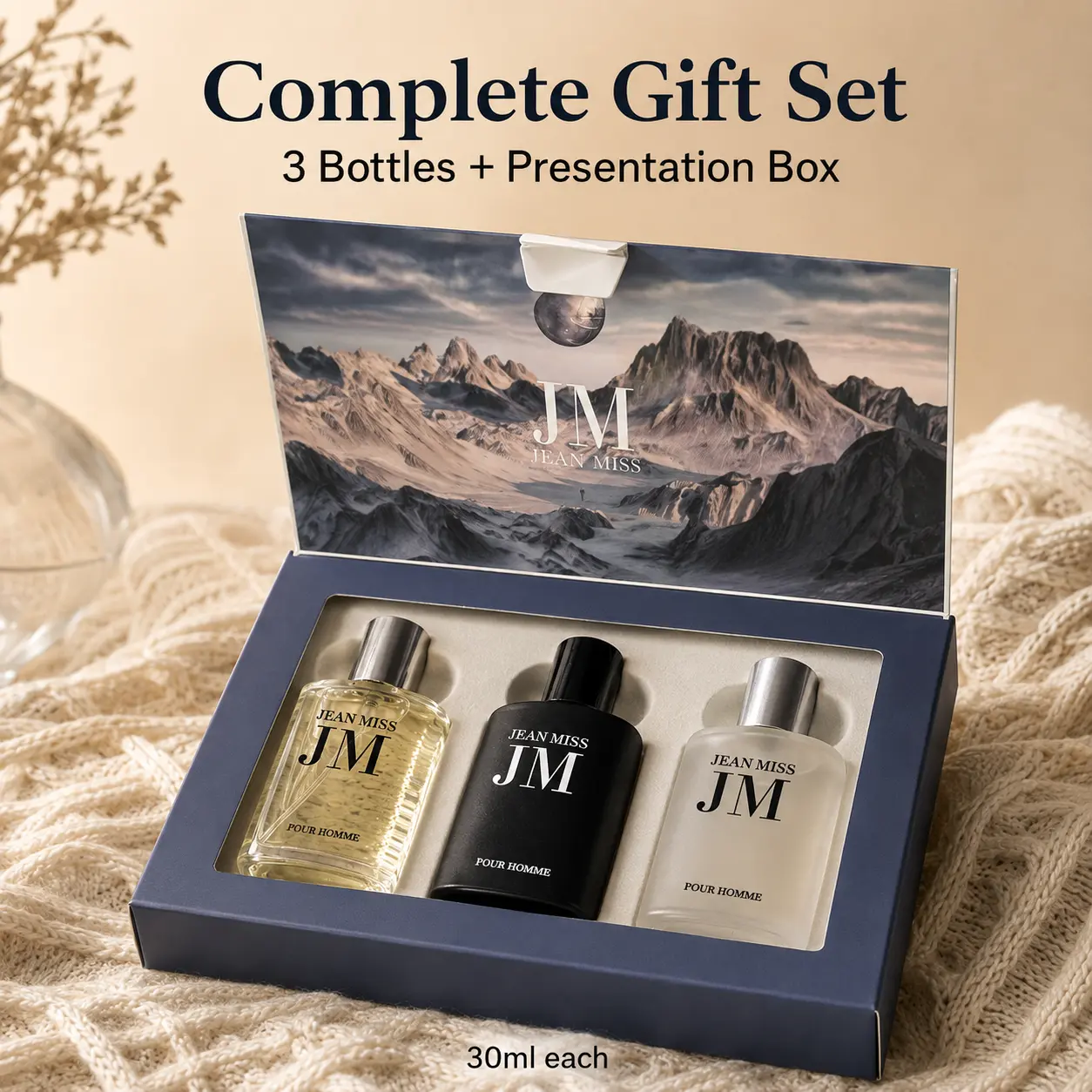 3-Piece Men’s Cologne Spray Set, 30 mL Each, Fragrance Collection with Glass Bottles and Presentation Box, for Daily Wear, Work and Travel