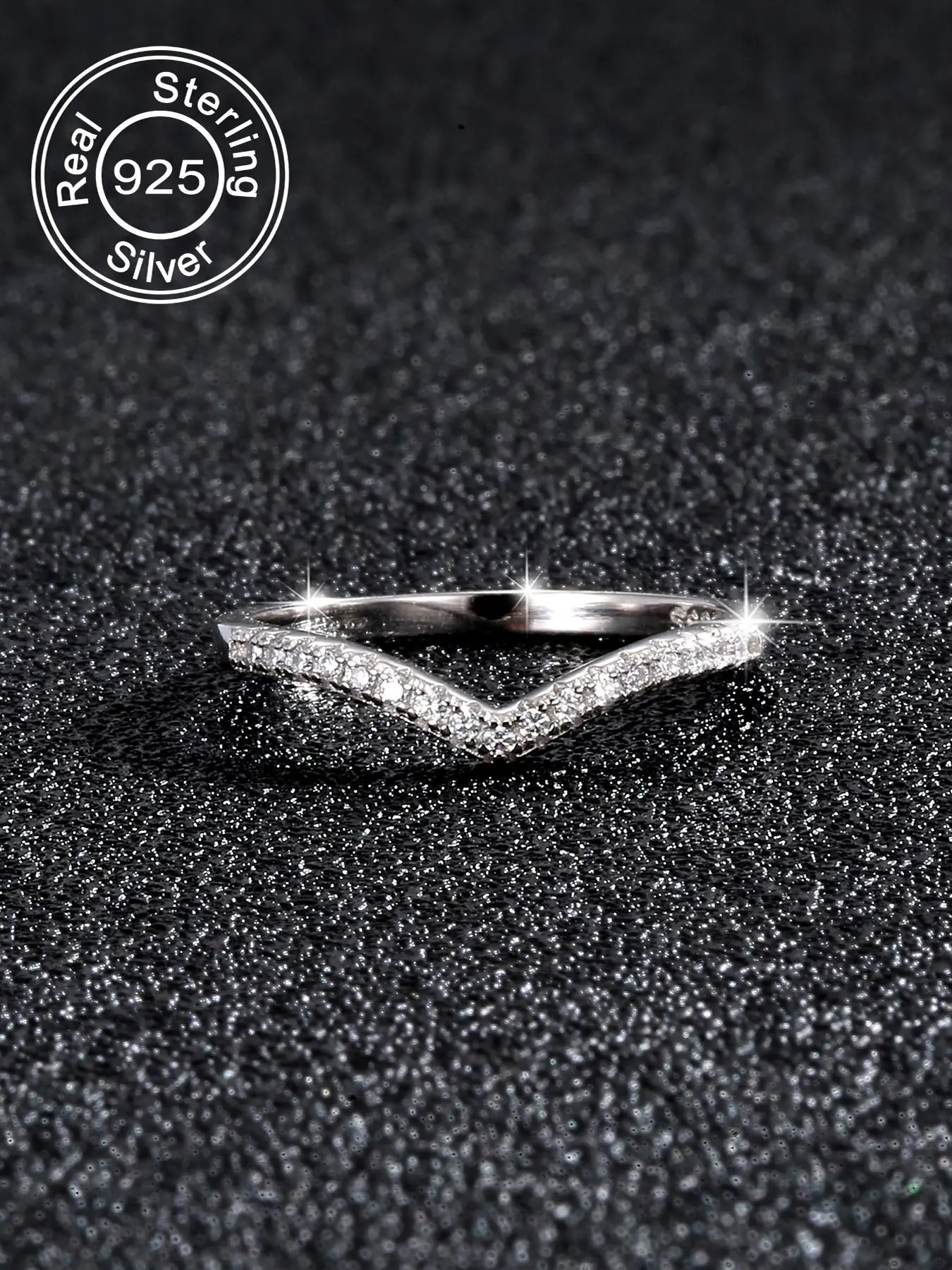 S925 Sterling Silver Luxury V-shaped Design Rhinestone Decorated Ring, Elegant Ring, Statement Ring, Engagement Wedding Rings, Fashion Accessories for Women & Men, Trendy All-match & Exquisite Jewelry for Gift, with Box