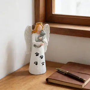Angel Dog Resin Statue with Wings Puppy Classic Keepsake for Pet Lovers Thanksgiving Home Office Decor Sentimental Treasure for Dog Owners