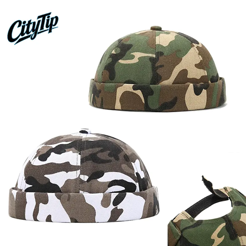 Unisex Camouflage Docker Hat, Y2K Camo Fisherman Beanie Cap, Adjustable Brimless Military Style Hat, Streetwear Hip Hop Fashion Cap for Men Women, Outdoor Casual Daily Wear Accessories