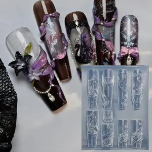 Elegant 3D Swan Bow Nail Art Silicone Mold, Unique Swan Shape, Delicate Transparent Design for Stunning Nail Decorations, Perfect for DIY Nail Enthusiasts, Nail Art Tools