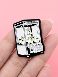 Ghost Claw Machine  Enamel Brooch Pin, Durable Metal Pins, Fashion Accessory, Horror Cartoon Design Punk Vintage Zinc Alloy Badge, Halloween Party Gift, All Seasons Style