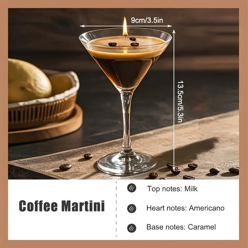 Coffee Martini Candle - Espresso & Martini Cocktail Scent with Coffee Bean Embellishments, Long-Lasting Soy Wax