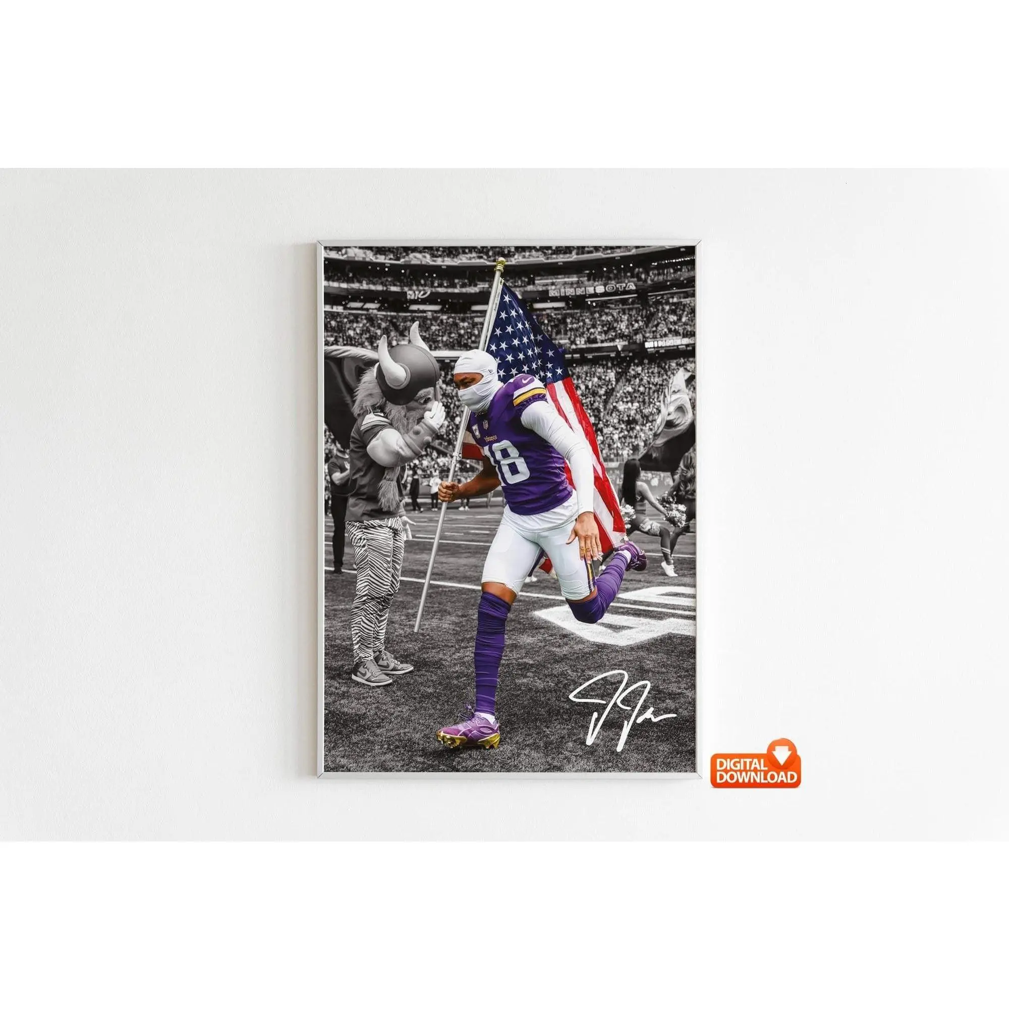 Justin Jefferson Poster, Signed Football Poster, Best Gift For Fans( Unframed - Print Only )