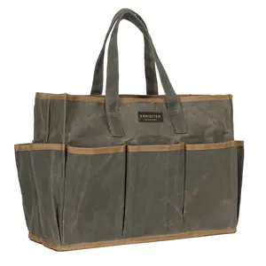 Utility 11-Pockets Tote Bag with Touch Fastener Closure, Portable Tool Carrier Storage Pouch for Garden/Work/Car/DIY/Camping