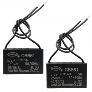 CBB61 Capacitor 5.5uf 250V AC Ceiling Fan 2 Wire 50/60Hz for Starting Electric Fan Generator Pump Motor (2 Pack)