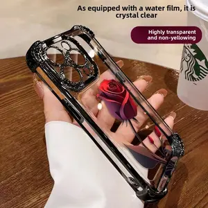 Fashion Rose Phone Case for 15 16 Plus 14 13 12 11 Pro Max, No  Yellowing Shockproof Four-corner Airbag Electroplating  Phone Cover for Women and Girls