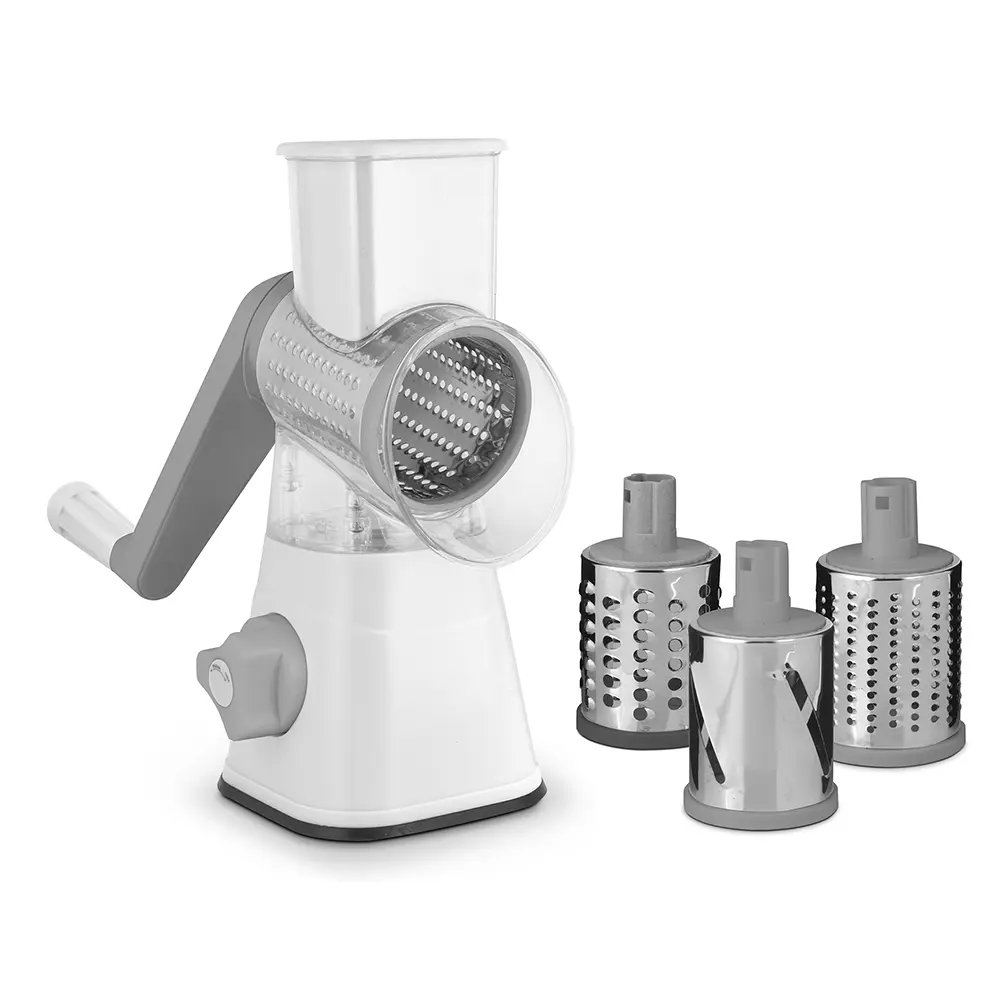 Eternal Living Rotary Grater & Slicer – Safe, Time-Saving, and Versatile Kitchen Tool with 3 Durable Blades for Cheese, Veggies, Nuts, and More