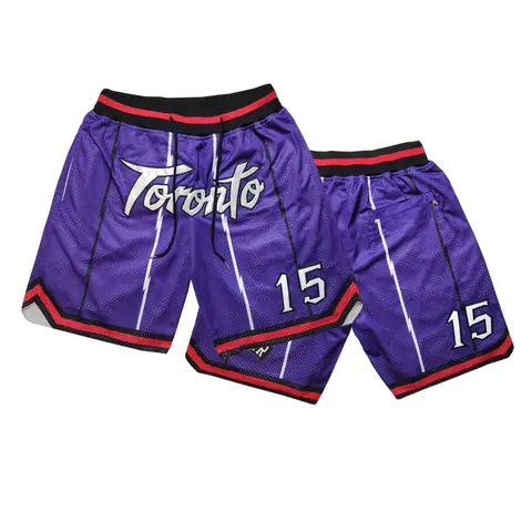 Men's Toronto Letter and Number Embroidery Basketball Shorts, Casual Breathable Quick-Dry Elastic Waist Design, Pocket Sports Shorts for Workout, Active Shorts, Athletic Shorts