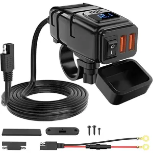 Nilight Motorcycle SAE to Dual USB Car Charger Adapter