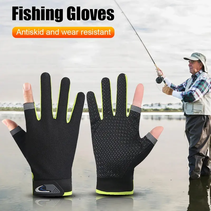 Winter Fishing Gloves 2 Cut Fingers Sport Cycling Mitten Men Women Breathable Anti-slip Antiskid Fishing Wear Outdoor Fishing