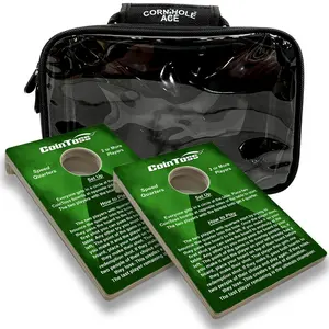 2 CoinToss Boards and Carry Case Set | Speed Quarters - Dark Green
