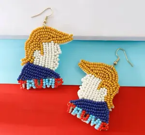 Trump 2024 Women's Beaded Drop Earrings, Casual Style