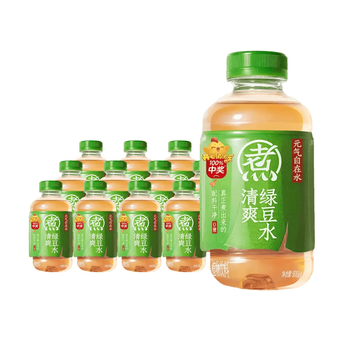 Chi Forest Refreshing Mung Bean Drink, 500ml x 15 Bottles (15-Pack), 0g Sugar, Clean Ingredients, Detoxifying & De-puffing, Perfect for Hot Pot Meals