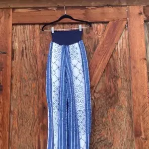 Blue mud print quilt pants