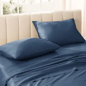 400 Thread Count Organic Cotton Sateen Pillowcase Set by Bare Home - King, Bering Sea