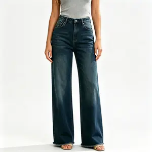 Women's Wide Leg Jeans High Waisted Stretchy Denim Pants Elastic Sweatpant Jeans Trendy Baggy Loose