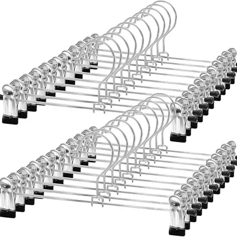 20-Pack Stainless Steel Heavy-Duty Pants Hangers with Clips, 14-Inch Non-Slip Closet Space-Saving Hangers for Women’s Skirts/Shorts & Men’s Trousers/Jeans, Black Home Organizer