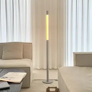 Modern LED Floor Lamp, Adjustable Height Up to 53”, Full Aluminum Minimalist Standing Lamp with 3 Color Temperatures, Eye-Caring Flicker-Free Reading Light for Living Room Bedroom Office