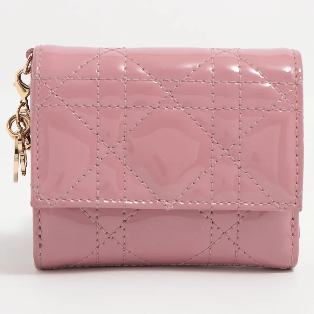 Pre-owned Dior leather Small Leather Goods Lady Lotus Patent Wallet
